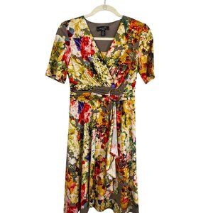 Colorful Floral Dress Red 6P Preppy Chic Feminine Boho Indie Folk